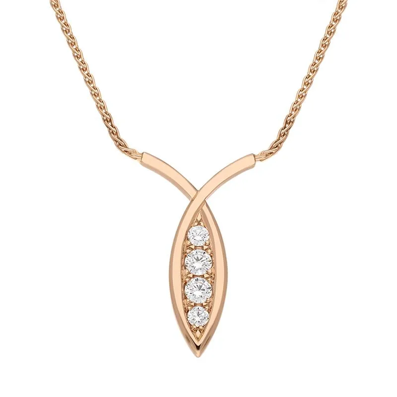 18ct Rose Gold 0.28ct Diamond Fish Necklace