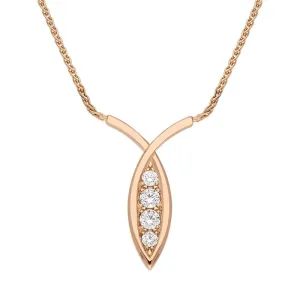 18ct Rose Gold 0.28ct Diamond Fish Necklace