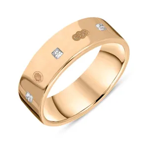 18ct Rose Gold 0.36ct Diamond King's Coronation Hallmark Princess Cut 6mm Ring D