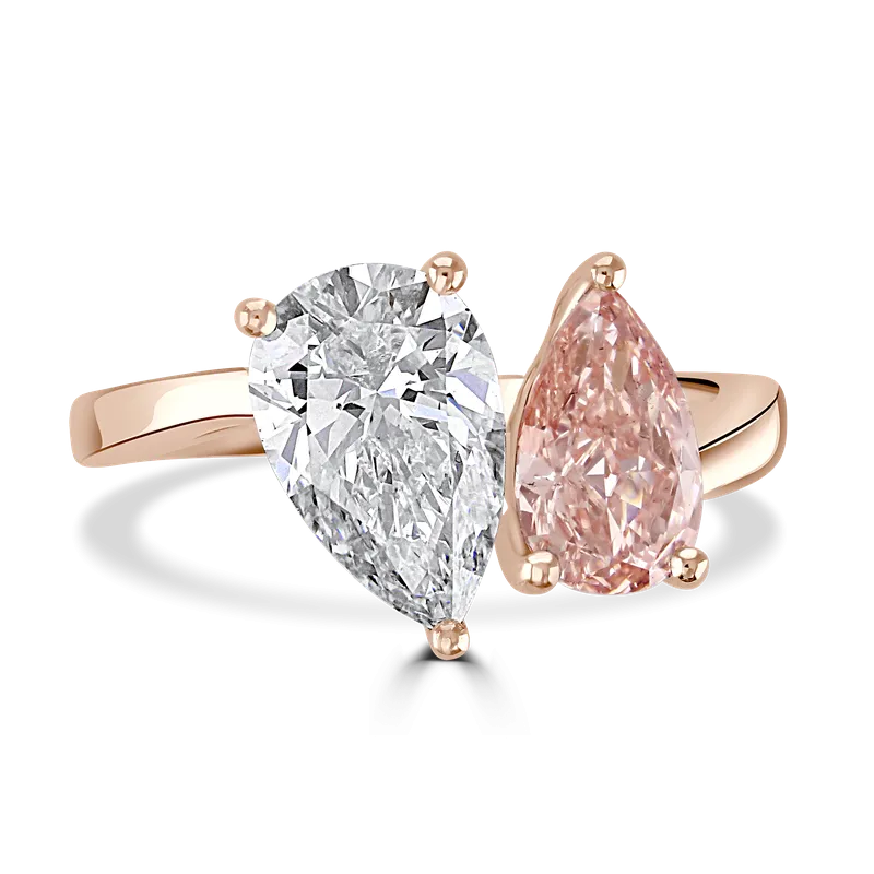 18ct Rose Gold 2.6ct White & Pink Laboratory Grown Diamond 'Toi et Moi' Ring