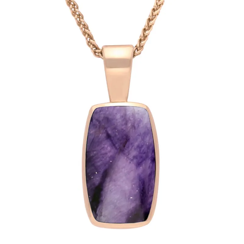 18ct Rose Gold Blue John Barrel Shaped Necklace