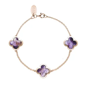 18ct Rose Gold Blue John  bloom Four Leaf Clover Chain Bracelet