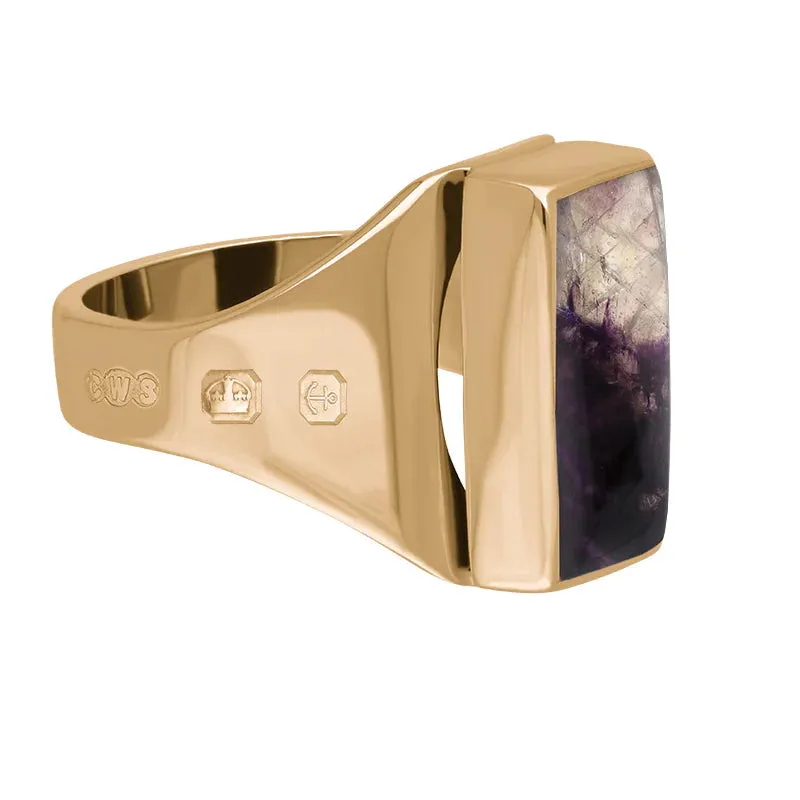 18ct Rose Gold Blue John Hallmark Small Oblong Ring