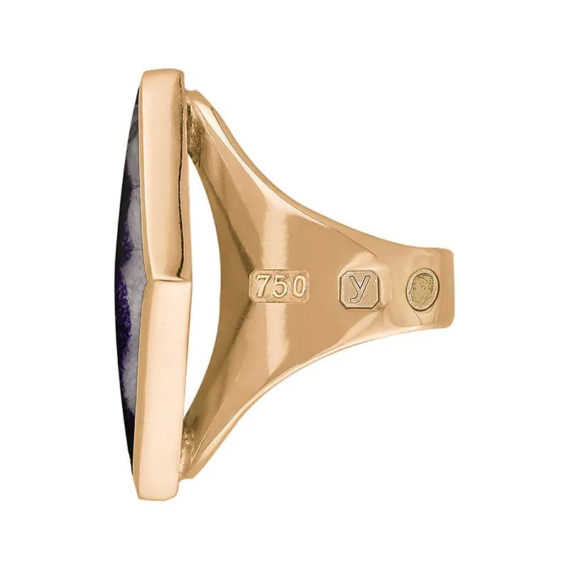 18ct Rose Gold Blue John King's Coronation Hallmark Medium Rhombus Ring D