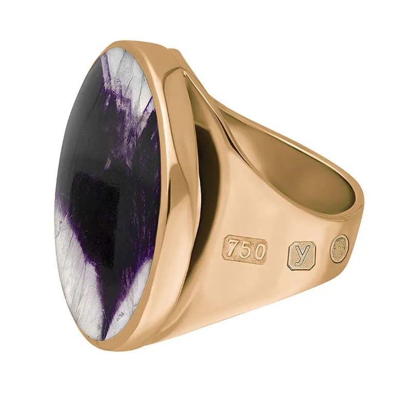 18ct Rose Gold Blue John King's Coronation Hallmark Medium Round Ring D