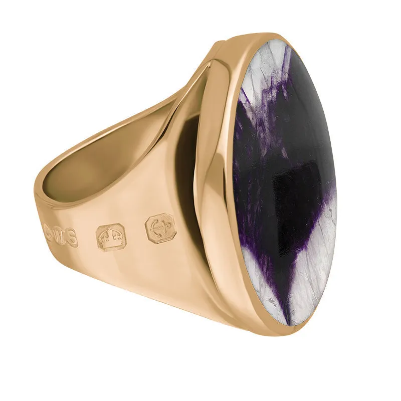 18ct Rose Gold Blue John King's Coronation Hallmark Medium Round Ring D