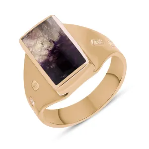 18ct Rose Gold Blue John King's Coronation Hallmark Small Oblong Ring D