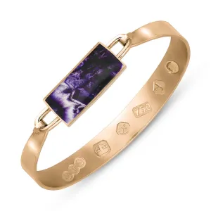 18ct Rose Gold Blue John King's Coronation Hallmark Wide Oblong Bangle D