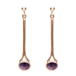 18ct Rose Gold Blue John Long Drop Earrings