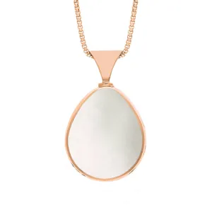 18ct Rose Gold Blue John Mother of Pearl Hallmark Double Sided Pear-shaped Necklace