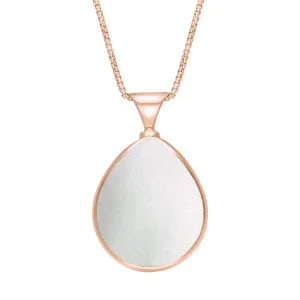 18ct Rose Gold Blue John Mother of Pearl Queens Jubilee Hallmark Double Sided Pear-shaped Necklace D