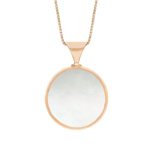 18ct Rose Gold Blue John Mother of Pearl Queens Jubilee Hallmark Double Sided Round Necklace D