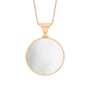 18ct Rose Gold Blue John Mother of Pearl Queens Jubilee Hallmark Double Sided Round Necklace D