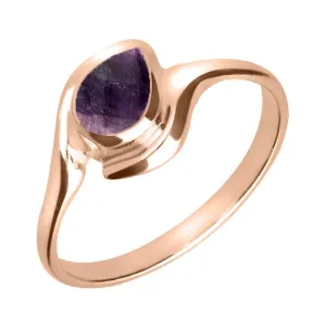 18ct Rose Gold Blue John Offset Pear Ring
