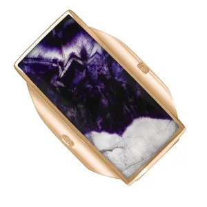 18ct Rose Gold Blue John Queen's Jubilee Hallmark Large Oblong Ring D
