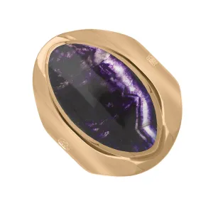 18ct Rose Gold Blue John Queen's Jubilee Hallmark Medium Oval Ring D