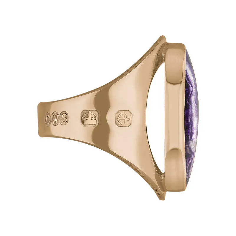 18ct Rose Gold Blue John Queen's Jubilee Hallmark Medium Oval Ring D