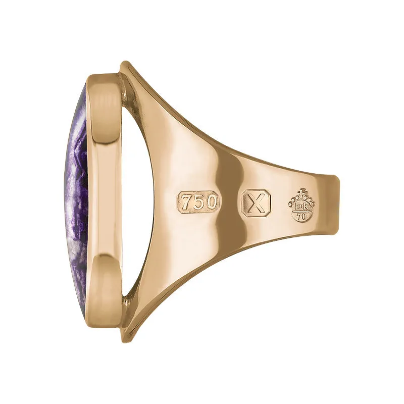 18ct Rose Gold Blue John Queen's Jubilee Hallmark Medium Oval Ring D