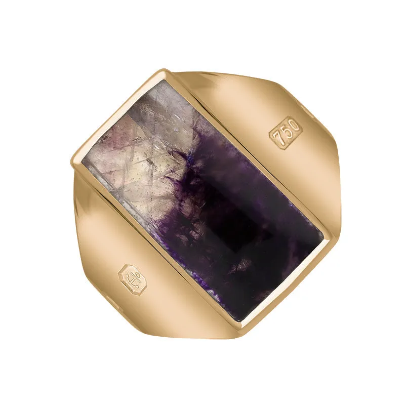 18ct Rose Gold Blue John Queen's Jubilee Hallmark Small Oblong Ring D
