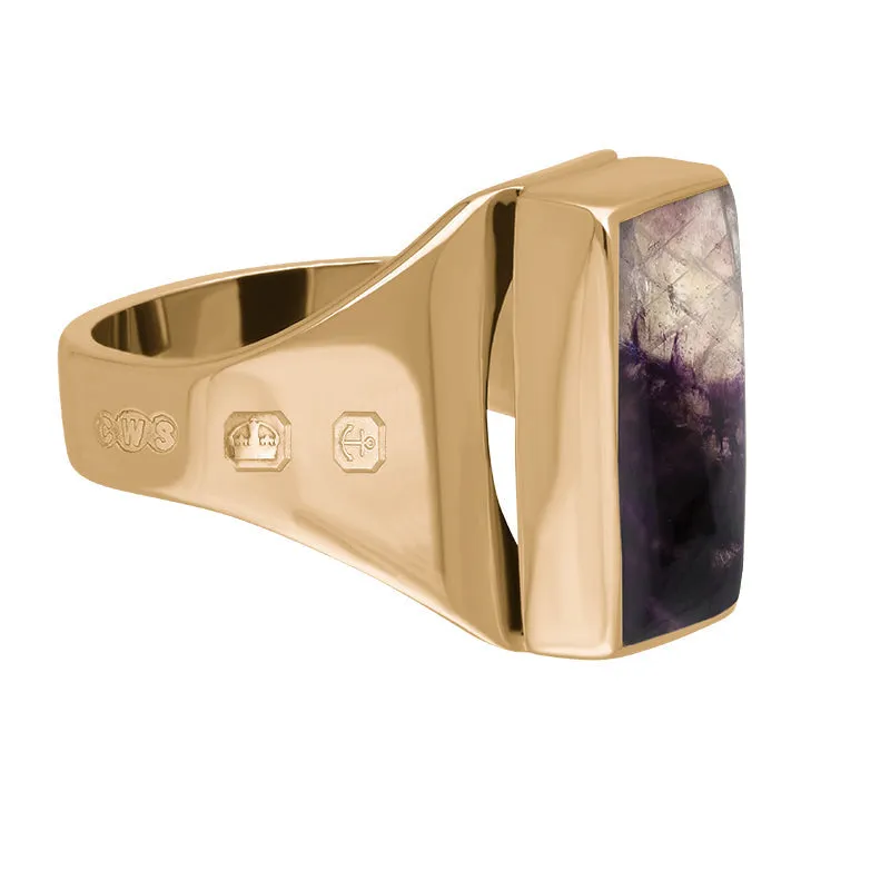 18ct Rose Gold Blue John Queen's Jubilee Hallmark Small Oblong Ring D