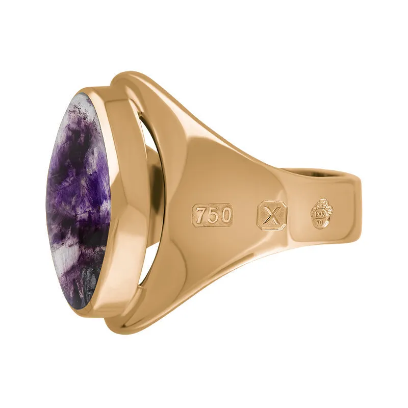 18ct Rose Gold Blue John Queen's Jubilee Hallmark Small Oval Ring D