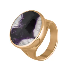 18ct Rose Gold Blue John Queen's Jubilee Hallmark Small Round Ring D