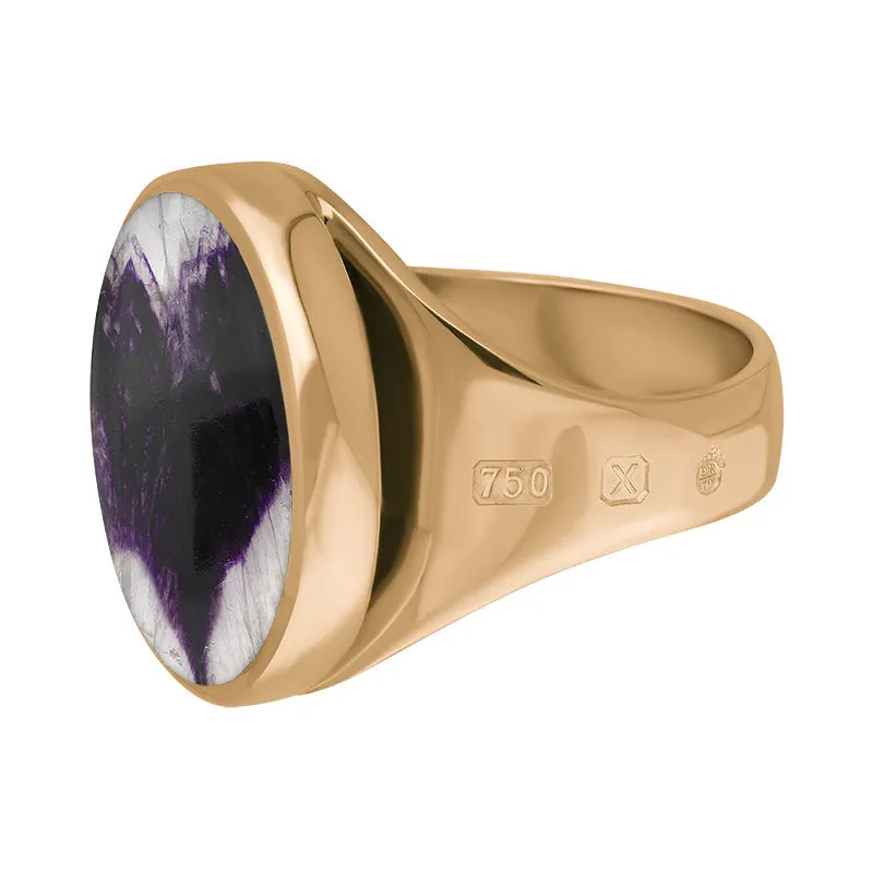 18ct Rose Gold Blue John Queen's Jubilee Hallmark Small Round Ring D