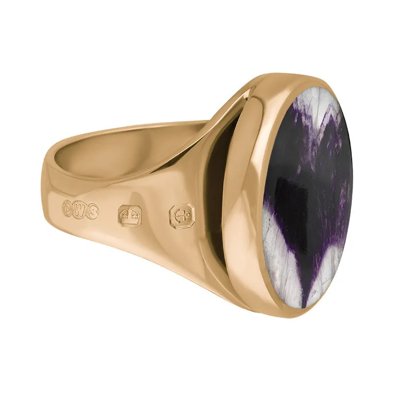 18ct Rose Gold Blue John Queen's Jubilee Hallmark Small Round Ring D
