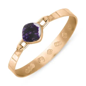18ct Rose Gold Blue John Queen's Jubilee Hallmark Wide Cushion Bangle D
