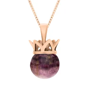 18ct Rose Gold Blue John Royal Coronet 11mm Bead Pendant