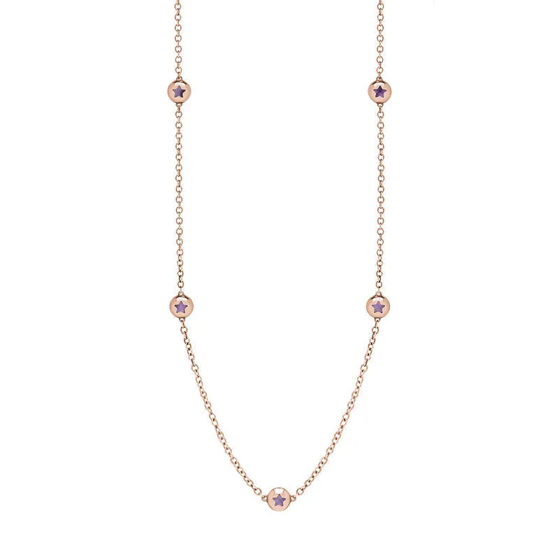 18ct Rose Gold Blue John Star Link Disc Chain Necklace