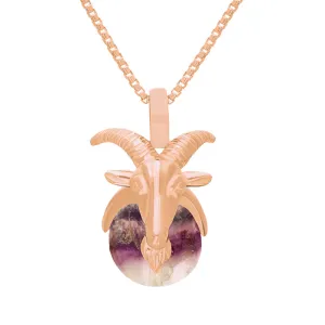 18ct Rose Gold Blue John Zodiac Capricorn 9mm Bead Pendant