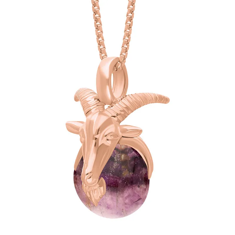 18ct Rose Gold Blue John Zodiac Capricorn 9mm Bead Pendant