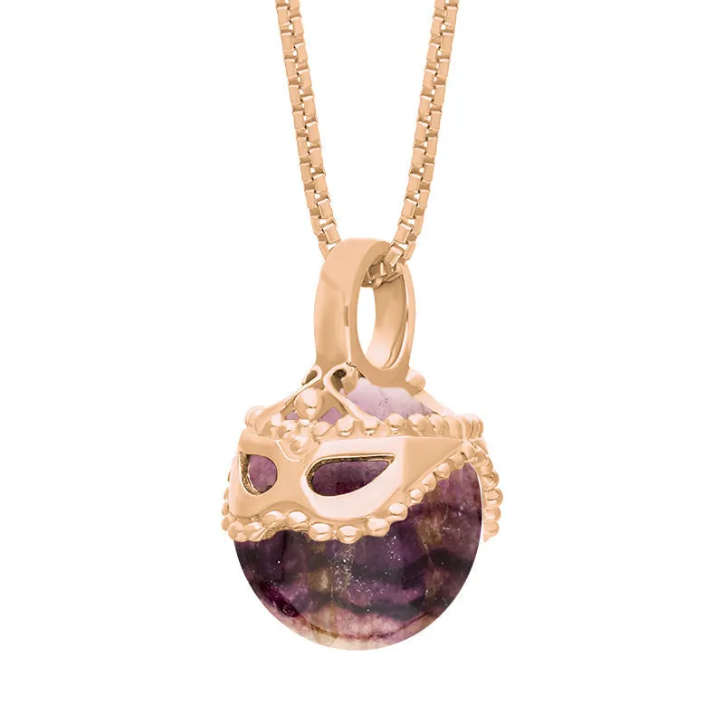 18ct Rose Gold Blue John Zodiac Gemini 9mm Bead Pendant