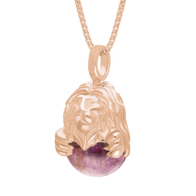 18ct Rose Gold Blue John Zodiac Leo 10mm Bead Pendant