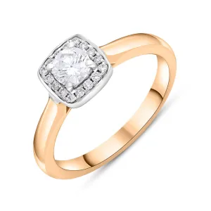 18ct Rose Gold Diamond Cushion Shape Pave Set Cluster Ring