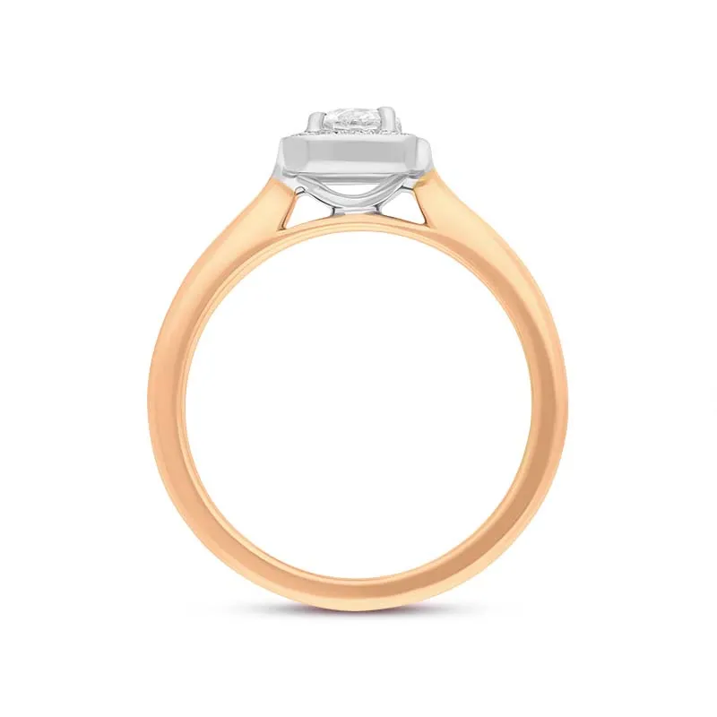 18ct Rose Gold Diamond Cushion Shape Pave Set Cluster Ring