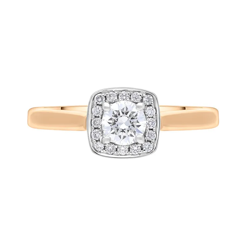 18ct Rose Gold Diamond Cushion Shape Pave Set Cluster Ring