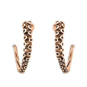 18ct Rose Gold Tentacle Hoop Earrings