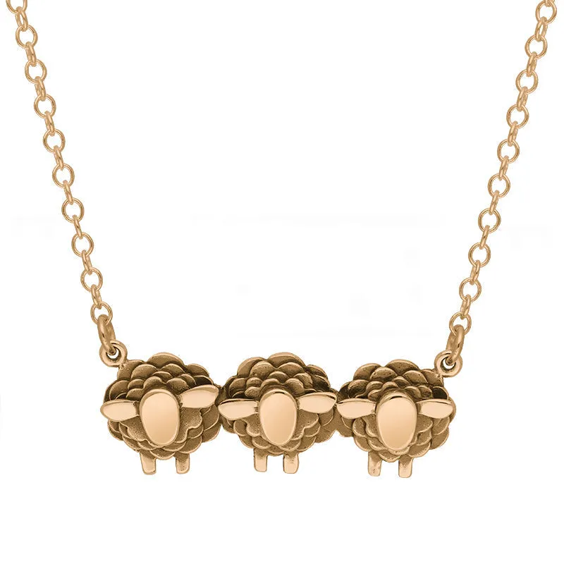 18ct Rose Gold Three Sheep Necklace