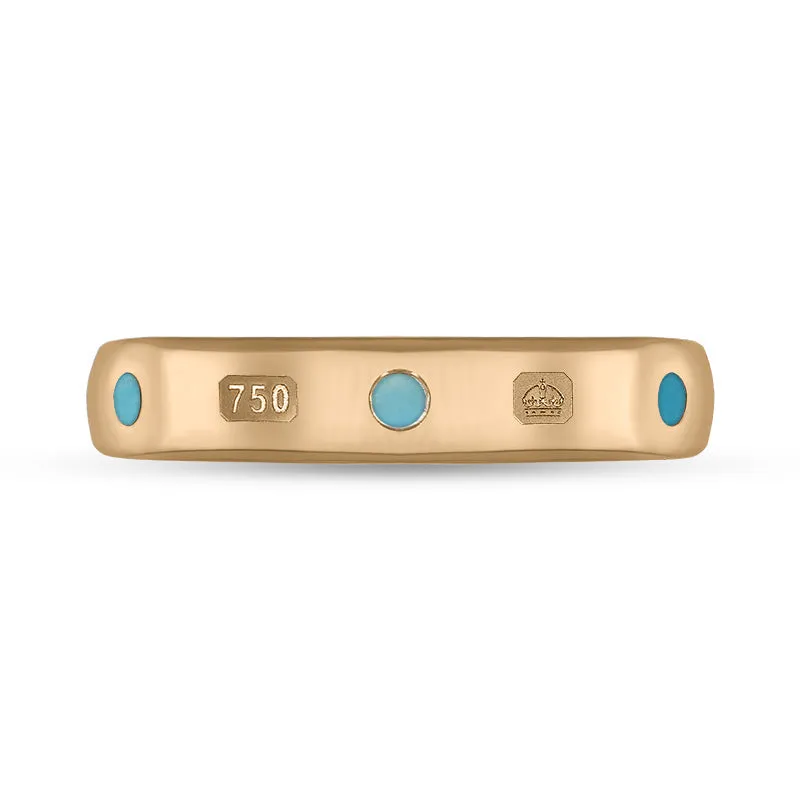 18ct Rose Gold Turquoise King's Coronation Hallmark 4mm Ring D