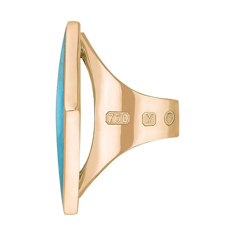 18ct Rose Gold Turquoise King's Coronation Hallmark Large Rhombus Ring D