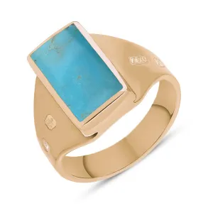 18ct Rose Gold Turquoise King's Coronation Hallmark Small Oblong Ring D