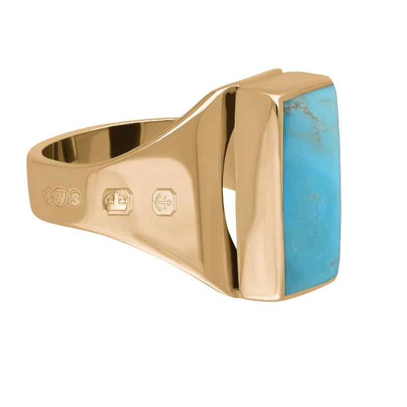 18ct Rose Gold Turquoise King's Coronation Hallmark Small Oblong Ring D