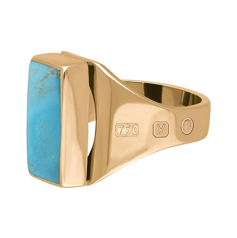 18ct Rose Gold Turquoise King's Coronation Hallmark Small Oblong Ring D