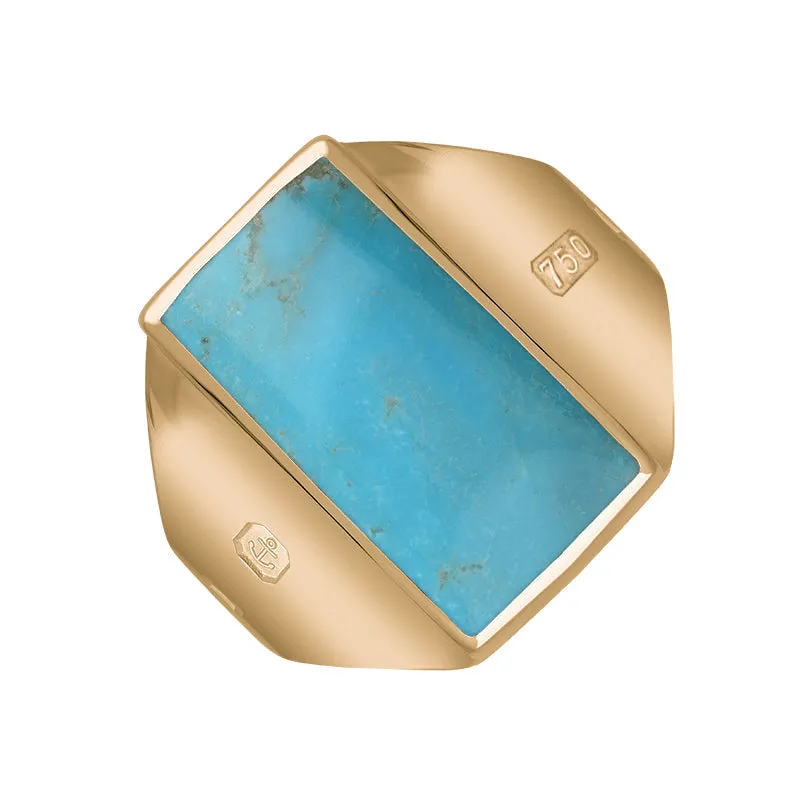 18ct Rose Gold Turquoise King's Coronation Hallmark Small Oblong Ring D