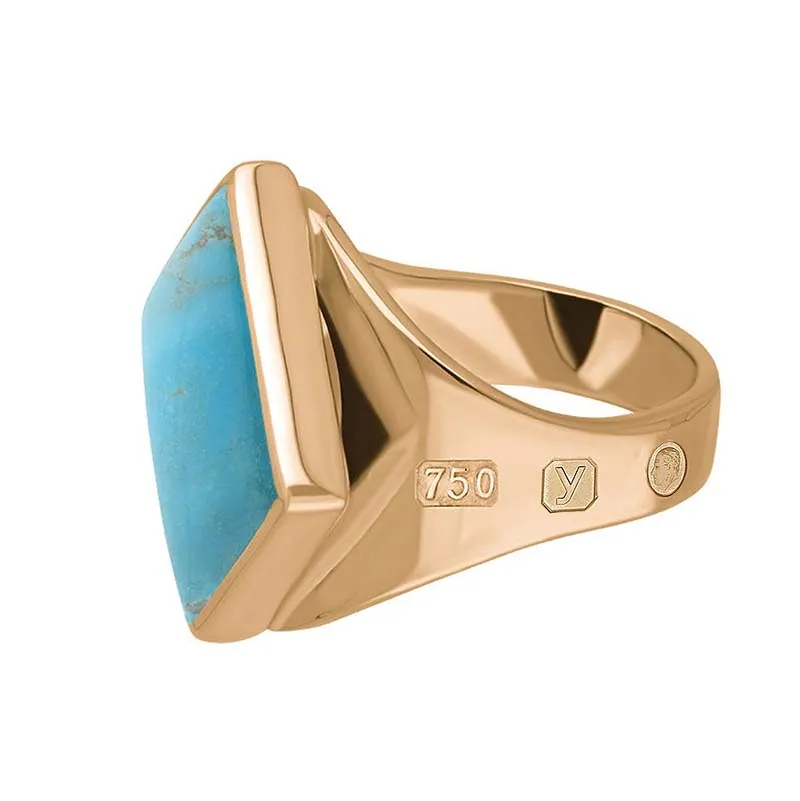 18ct Rose Gold Turquoise King's Coronation Hallmark Small Rhombus Ring D