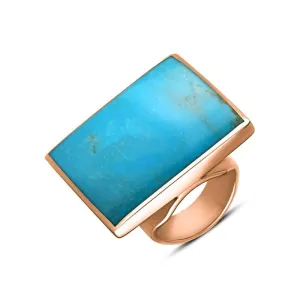 18ct Rose Gold Turquoise Large Square Ring