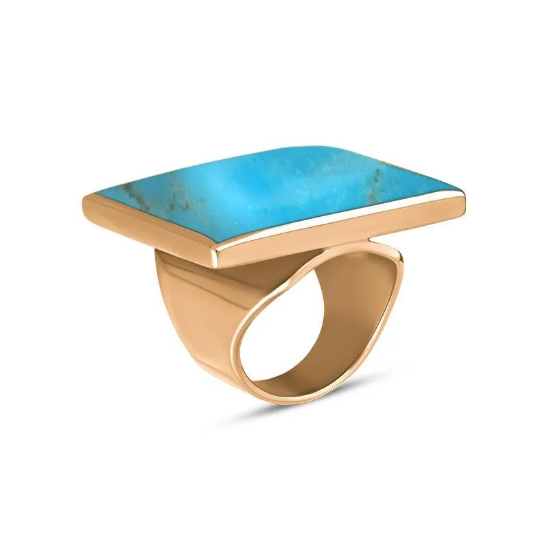 18ct Rose Gold Turquoise Large Square Ring