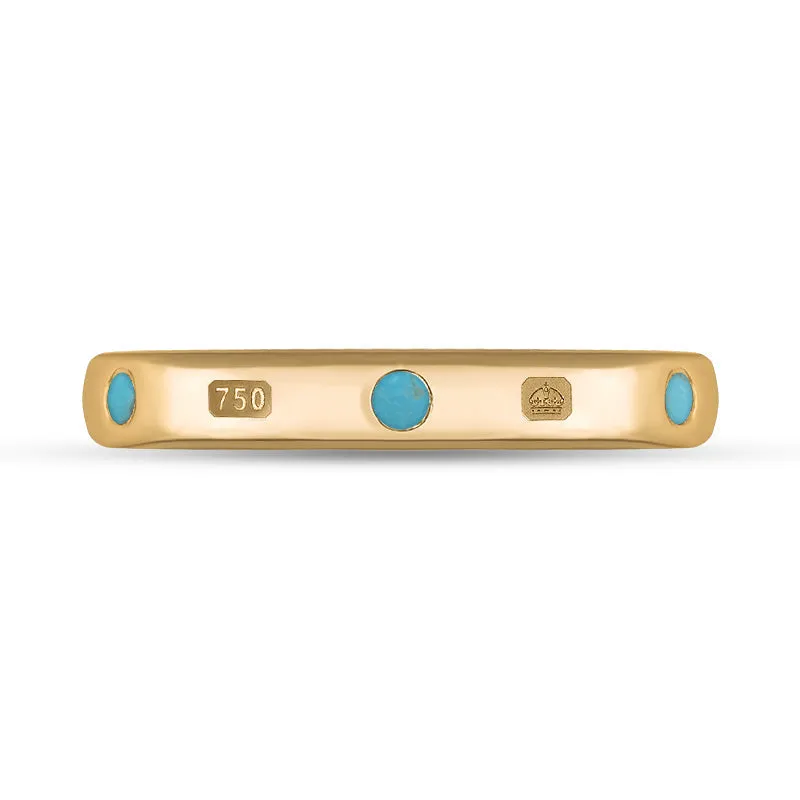 18ct Rose Gold Turquoise Queen's Jubilee Hallmark 3mm Ring D